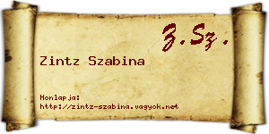Zintz Szabina névjegykártya